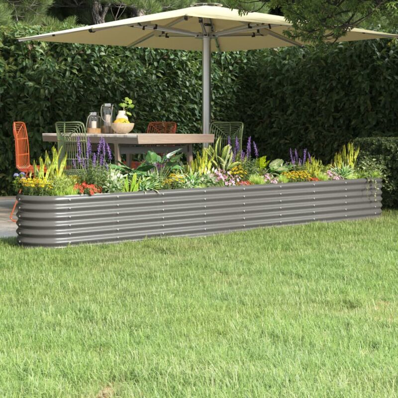 foto del prodotto letto giardino acciaio zincato 332x40x36 cm grigio vidaxl