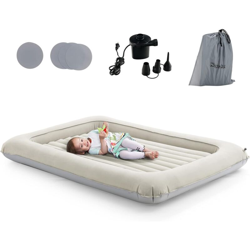 foto del prodotto letto gonfiabile per bambini 118 x 165 cm, lettino da viaggio gonfiabile con materasso rimovibile, con borsa di stoccaggio, con pompa elettrica