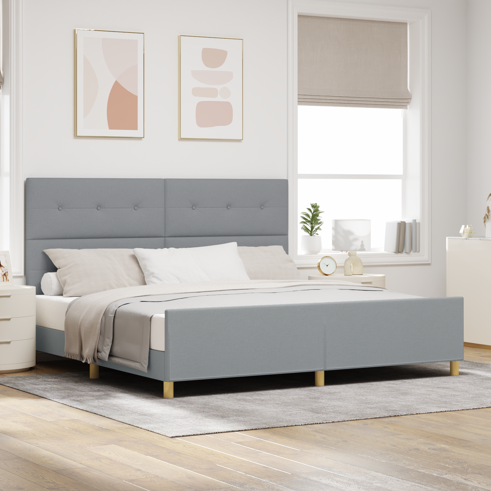 foto del prodotto letto grigio chiaro 200x200 cm in tessuto