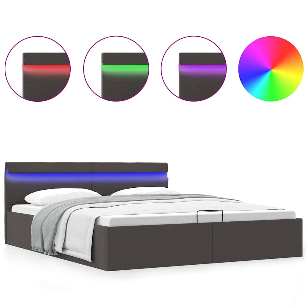 foto del prodotto letto idraulico contenitore led grigio scuro tessuto 160x200cm cod mxl 60606