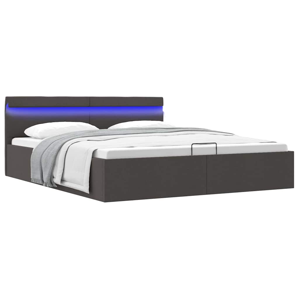 foto del prodotto letto idraulico contenitore led grigio scuro tessuto 180x200cm cod mxl 62601