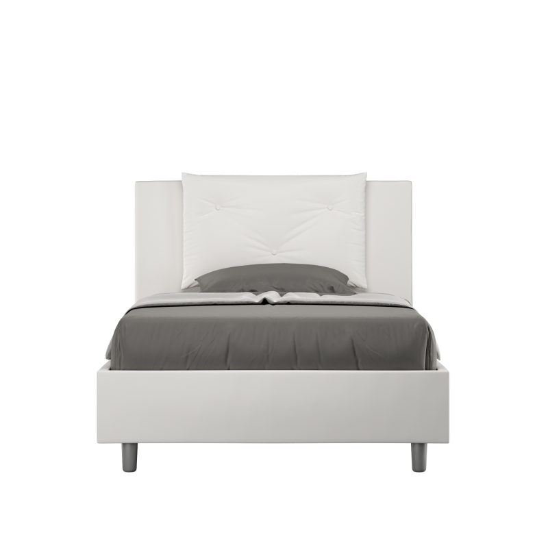 foto del prodotto letto imbottito 1 piazza e mezza 120x190 cm appia bianco,similpelle,senza rete