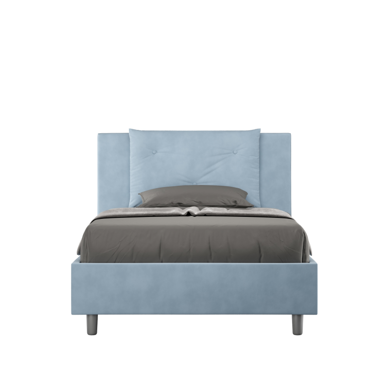 foto del prodotto letto imbottito 1 piazza e mezza 120x190 cm appia con rete,microfibra,azzurro