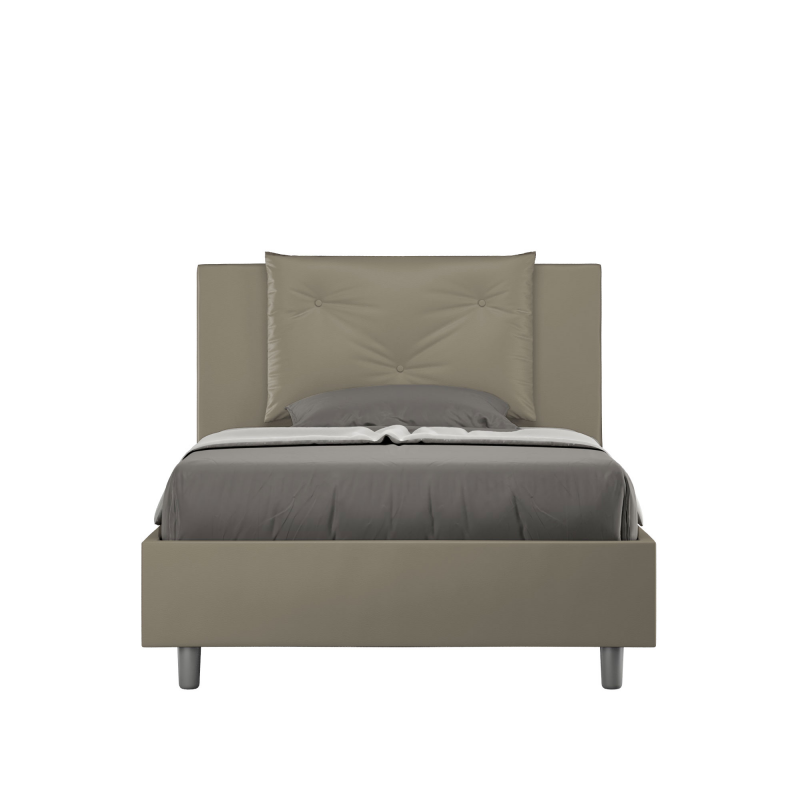 foto del prodotto letto imbottito 1 piazza e mezza 120x190 cm appia similpelle,cappuccino,contenitore