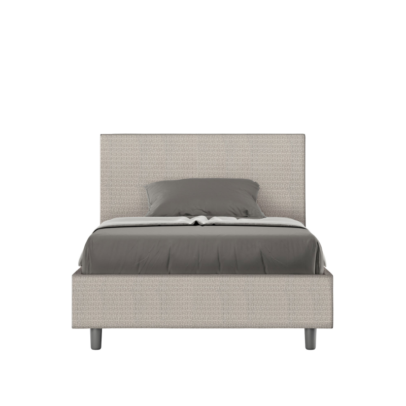 foto del prodotto letto imbottito 1 piazza e mezza 120x190 cm tessuto labirinto adele bianco,con rete