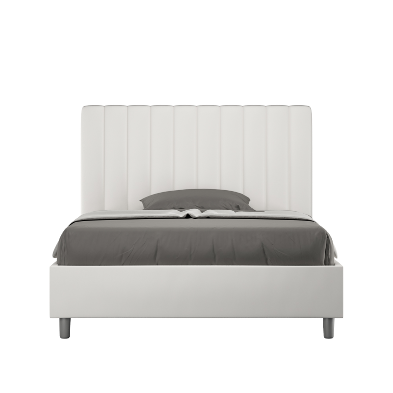 foto del prodotto letto imbottito 1 piazza e mezza 120x200 cm agueda bianco,similpelle,con rete