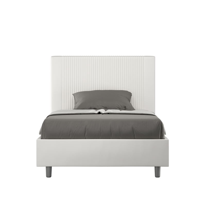 foto del prodotto letto imbottito 1 piazza e mezza 120x200 cm goya bianco,similpelle,con rete