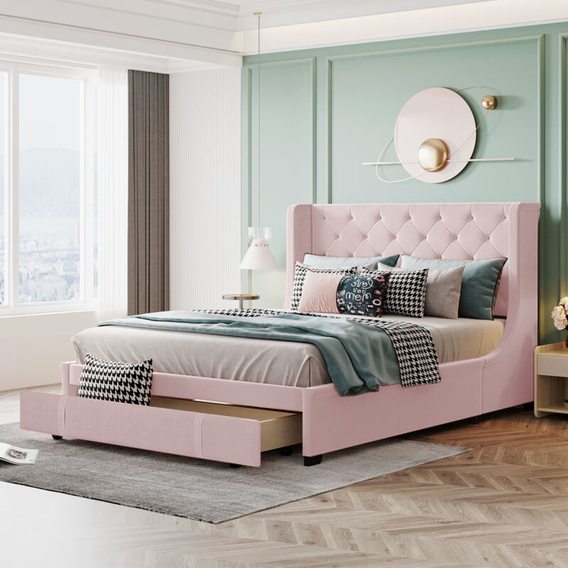 foto del prodotto letto imbottito 140 x 200 cm, letto matrimoniale con rete a doghe, schienale e cassettoni, letto matrimoniale adulto e ragazzo in tessuto pro line,