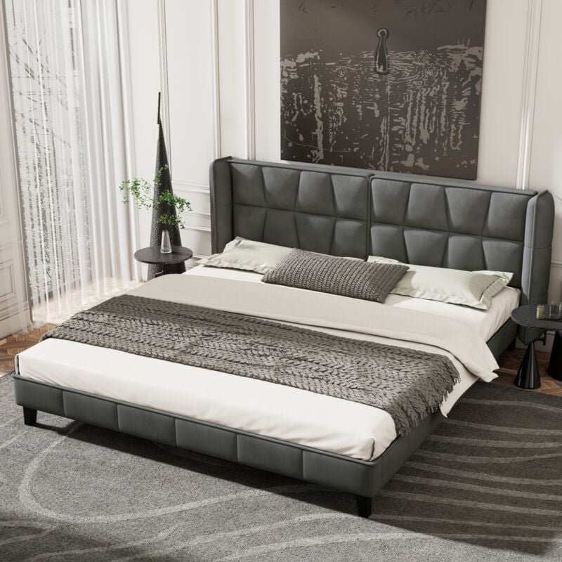 foto del prodotto letto imbottito 160200 con rete e testiera a doghe, letto per ragazzi, per adulti e ragazzi, supporto a doghe in legno, montaggio facile, velluto,