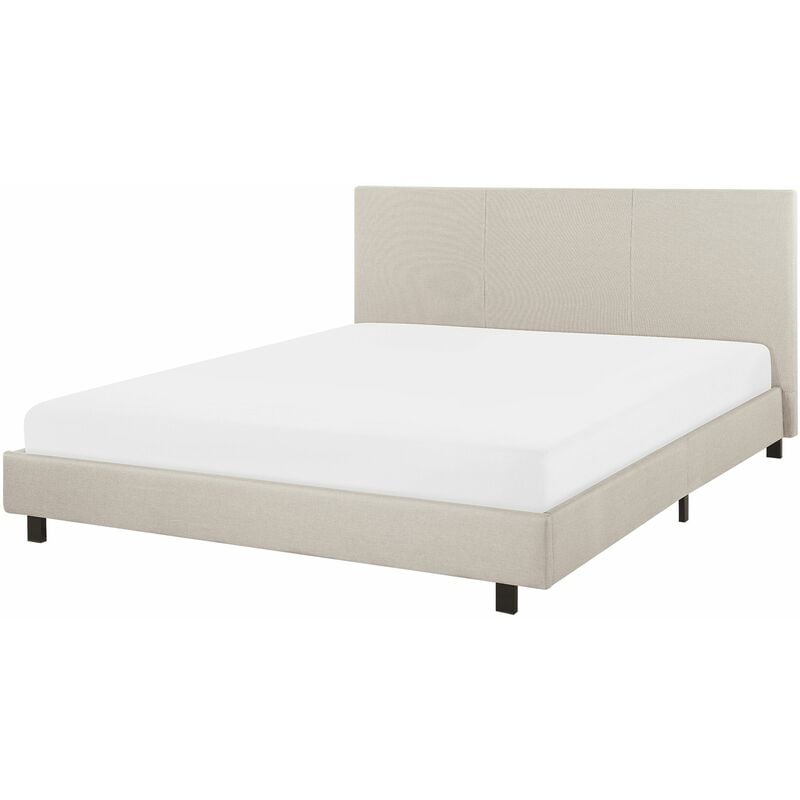 foto del prodotto letto imbottito beige rete doghe testata alta gambe metallo 160 x 200 cm albi