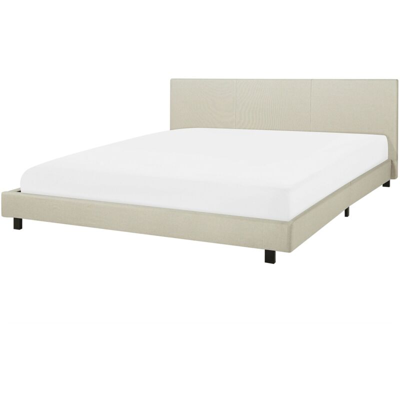foto del prodotto letto imbottito beige rete doghe testata alta gambe metallo 180 x 200 cm albi