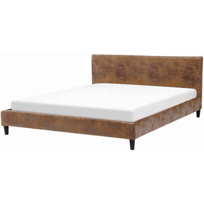 foto del prodotto letto imbottito in similpelle marrone stile classico 180 x 200 cm fitou