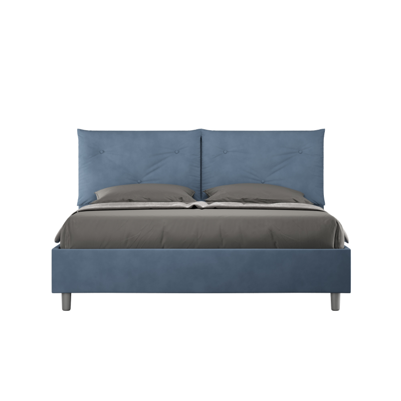 foto del prodotto letto imbottito matrimoniale 160x190 cm appia contenitore,microfibra,blu