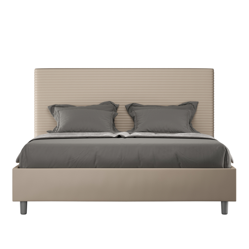 foto del prodotto letto imbottito matrimoniale 160x190 cm focus similpelle,senza rete,tortora