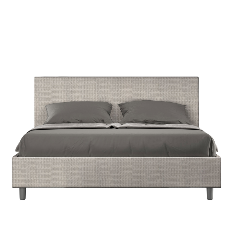 foto del prodotto letto imbottito matrimoniale 160x190 cm tessuto labirinto adele - bianco,senza rete