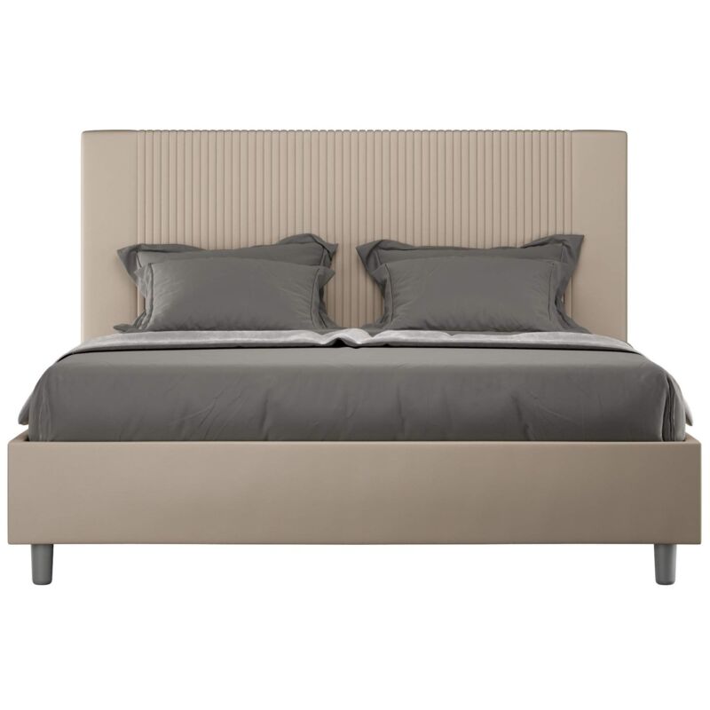 foto del prodotto letto imbottito matrimoniale 160x200 cm goya similpelle,senza rete,tortora