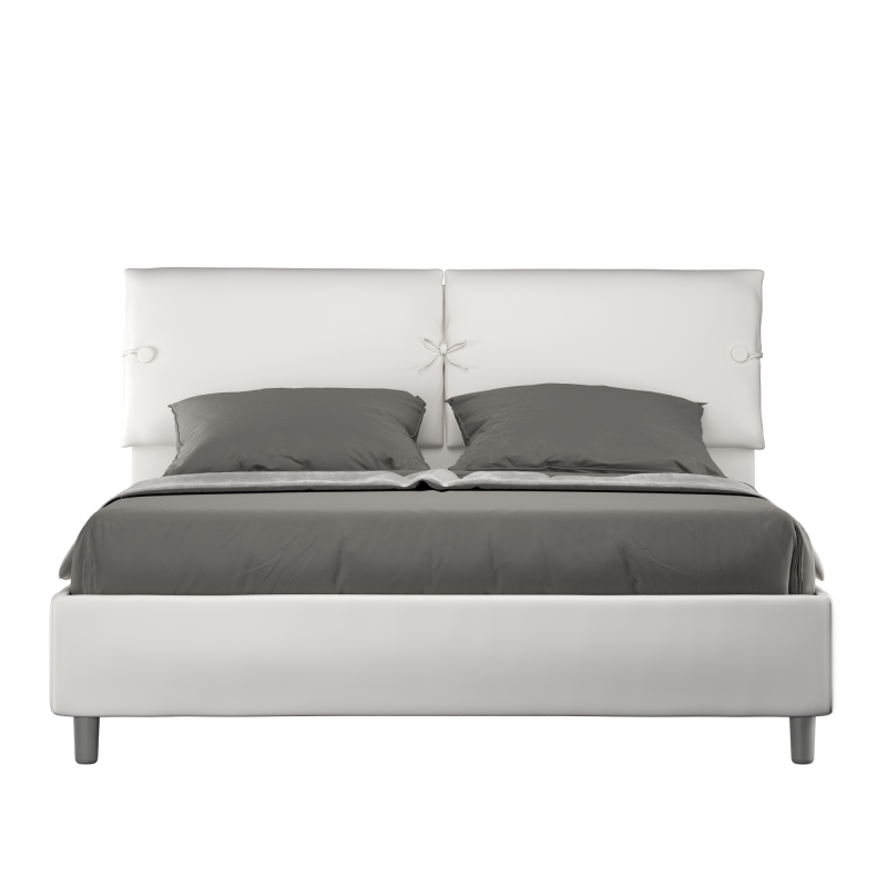foto del prodotto letto imbottito matrimoniale 160x200 cm sleeper bianco,similpelle,contenitore