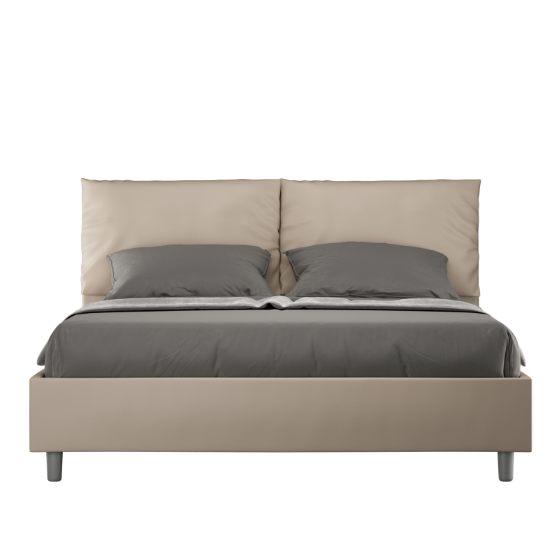 foto del prodotto letto imbottito matrimoniale 160x210 cm antea similpelle,tortora,contenitore