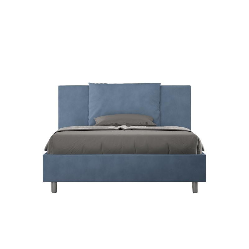 foto del prodotto letto imbottito matrimoniale francese 140x190 cm antea senza rete,microfibra,blu
