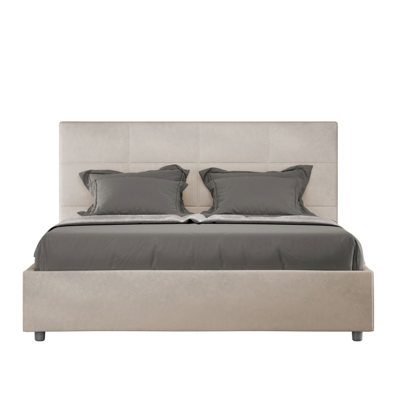 foto del prodotto letto imbottito matrimoniale francese 140x190 cm mika contenitore,microfibra,sabbia