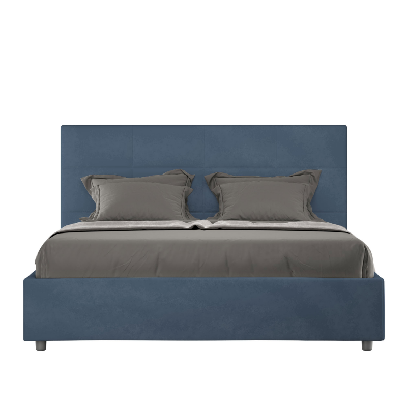 foto del prodotto letto imbottito matrimoniale francese 140x210 cm mika contenitore,microfibra,blu