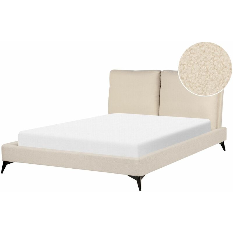 foto del prodotto letto imbottito moderno in boucl beige 140 x 200 cm con rete a doghe