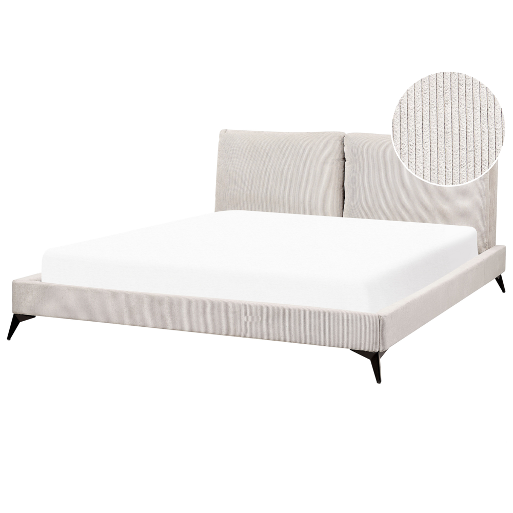 foto del prodotto letto imbottito moderno in velluto a coste beige 180 x 200 cm moderno elegante