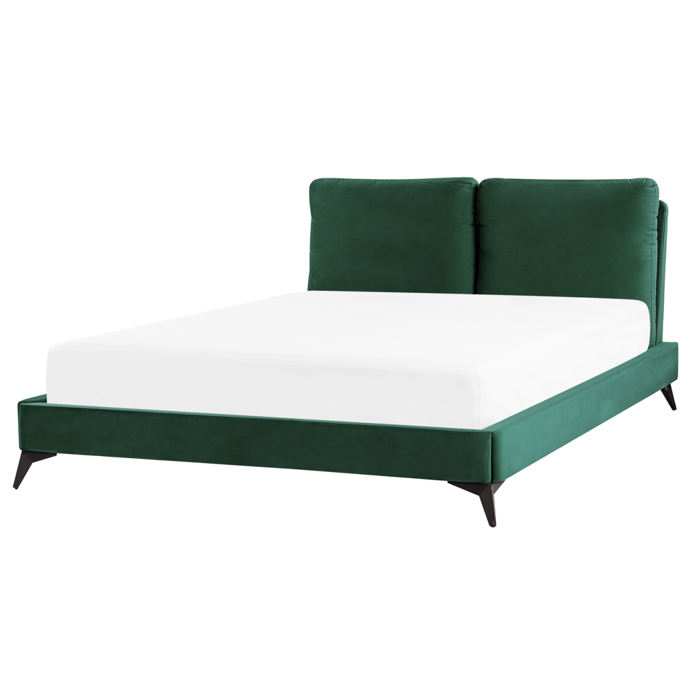 foto del prodotto letto imbottito moderno in velluto di colore verde 160 x 200 cm moderno elegante