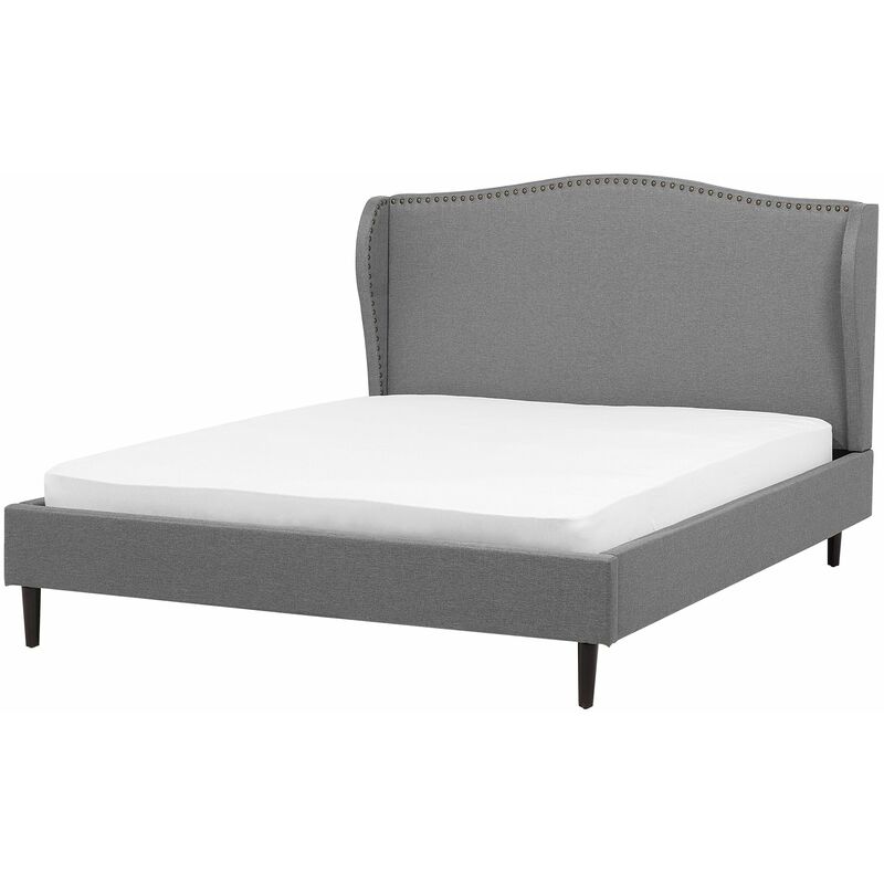 foto del prodotto letto imbottito velluto grigio a doghe testiera trapuntata 160 x 200 cm colmar