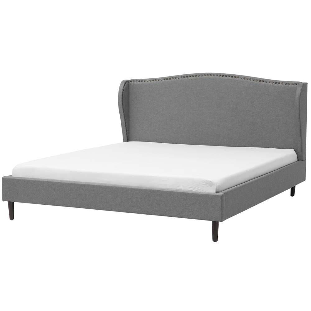 foto del prodotto letto imbottito velluto grigio a doghe testiera trapuntata 180 x 200 cm colmar