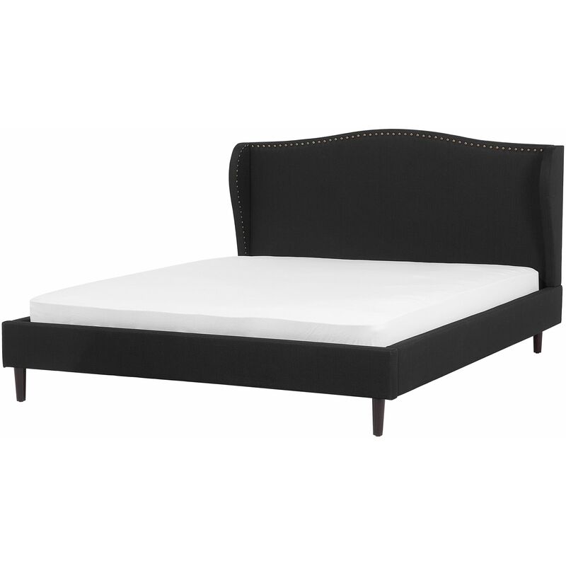 foto del prodotto letto imbottito velluto nero a doghe testiera trapuntata 180 x 200 cm colmar