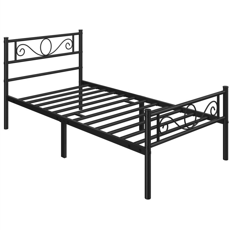 immagine 0 del prodotto letto in ferro battuto con doghe struttura letto in metallo stile rustico moderno nero matrimoniale 90 x 200 cm yaheetech