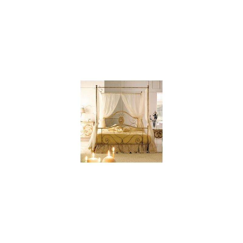 foto del prodotto letto in ferro matrimoniale con baldacchino avorio lory 170x208x h210 cm