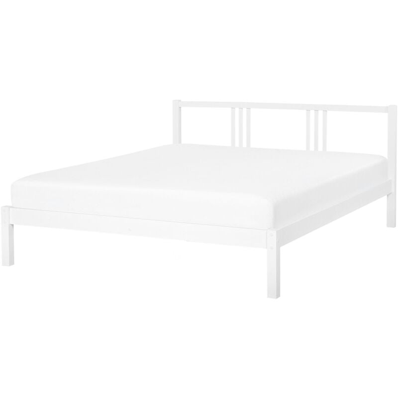 foto del prodotto letto in legno bianco con rete a doghe stile classico 140 x 200 cm vannes