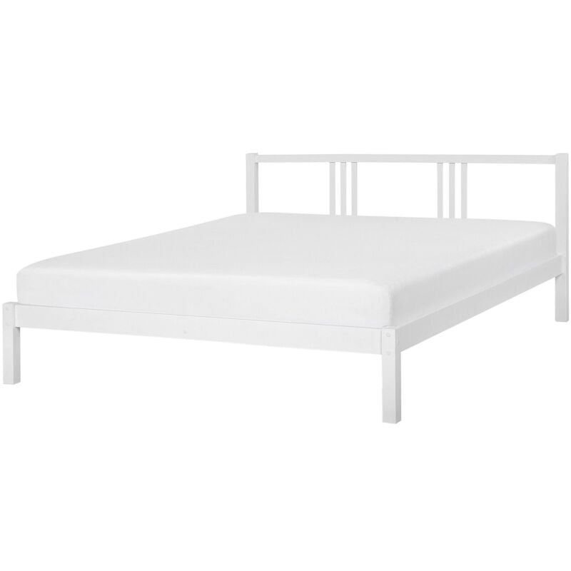foto del prodotto letto in legno bianco con rete a doghe stile classico 160 x 200 cm vannes