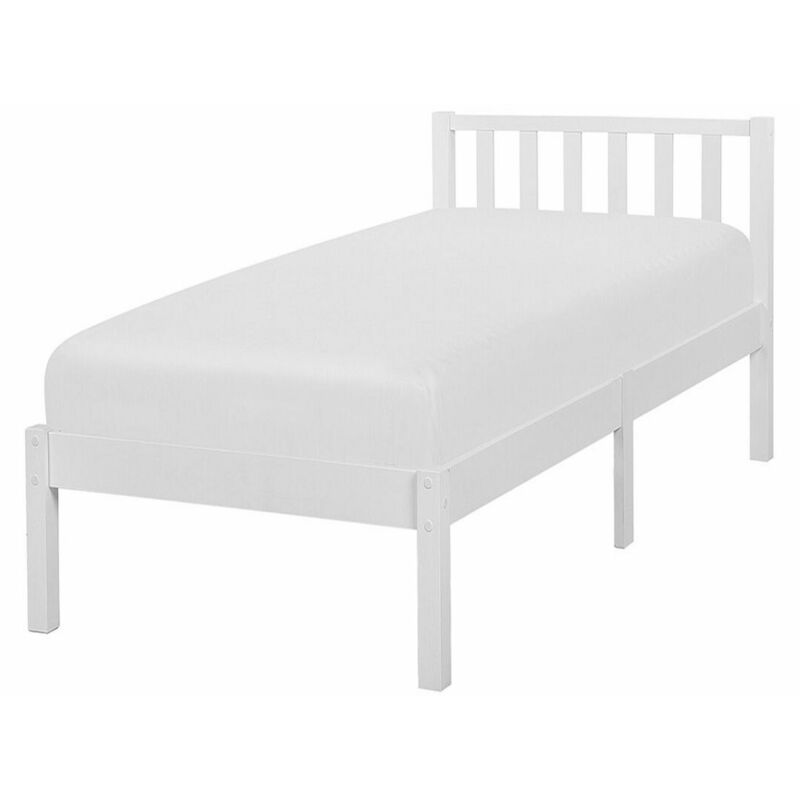 foto del prodotto letto in legno bianco con rete a doghe testiera alta 90 x 200 cm florac