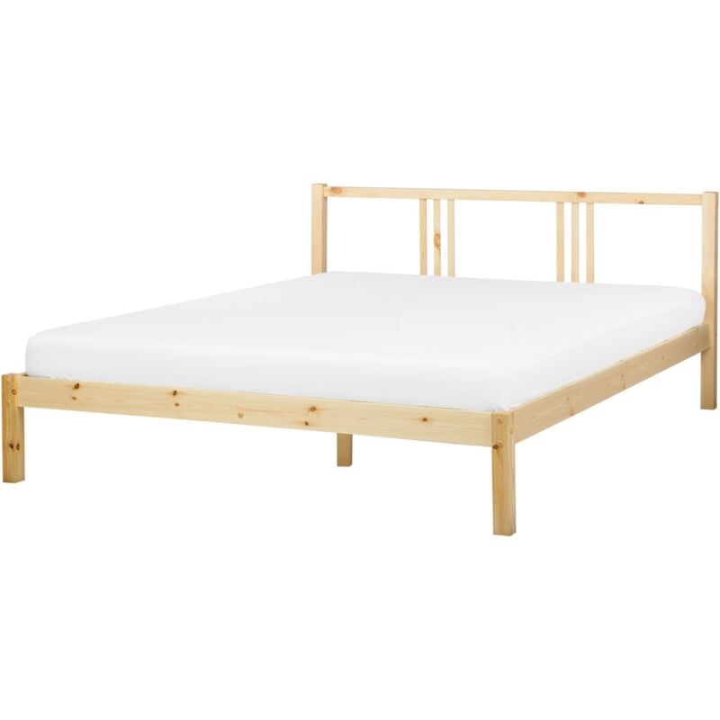 foto del prodotto letto in legno chiaro con rete a doghe stile classico 160 x 200 cm vannes