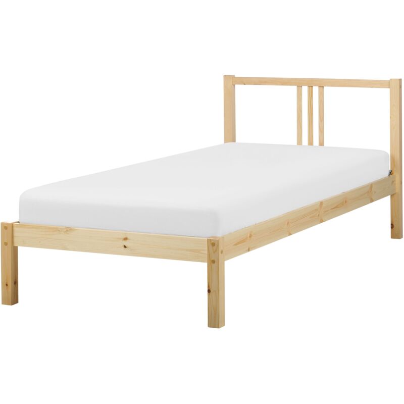 foto del prodotto letto in legno chiaro con rete a doghe stile classico 90 x 200 cm vannes