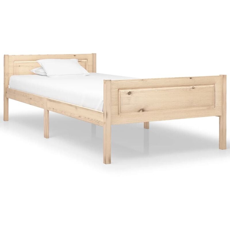 foto del prodotto letto in legno colore naturale design semplice e struttura robusta varie misure dimensioni 100 x 200 cm
