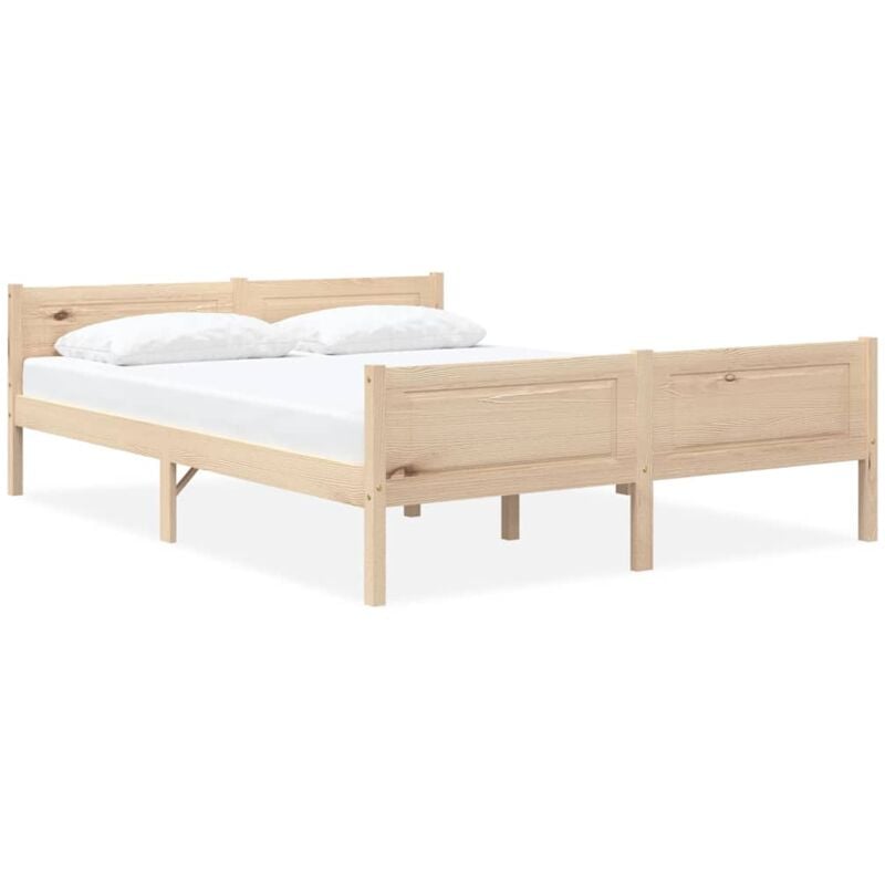 foto del prodotto letto in legno colore naturale design semplice e struttura robusta varie misure dimensioni 160 x 200 cm
