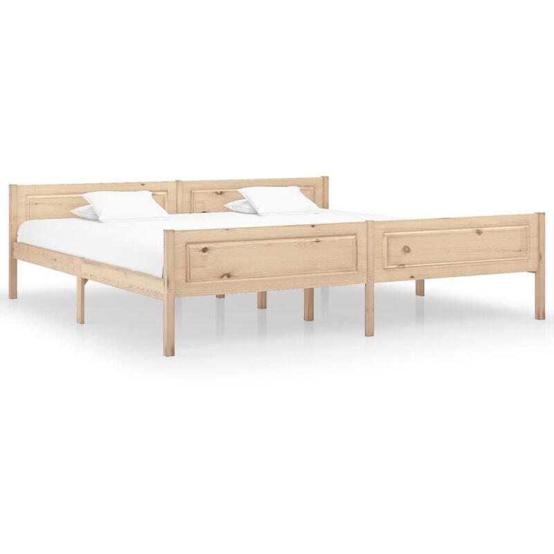 foto del prodotto letto in legno colore naturale design semplice e struttura robusta varie misure dimensioni 200 x 200 cm