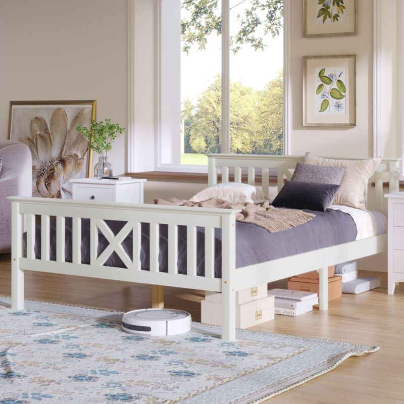 foto del prodotto letto in legno letto matrimoniale composto da giroletto con rete a doghe letto in legno con testiera 140 x 200 cm lettino per bambini in legno