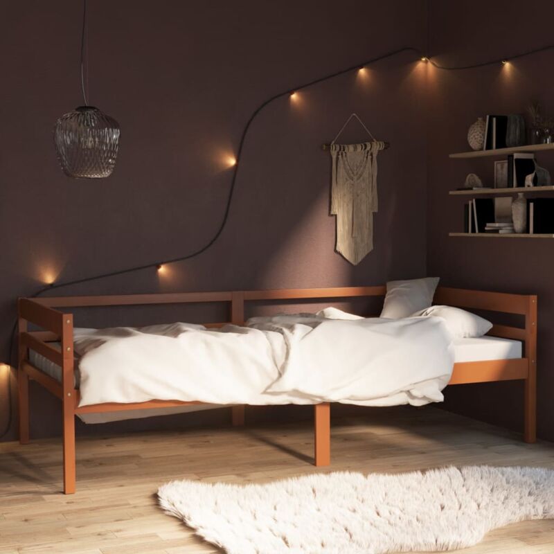 foto del prodotto letto in legno massello di pino 90x200cm singolo per camere da letto vari colori colore marrone miele