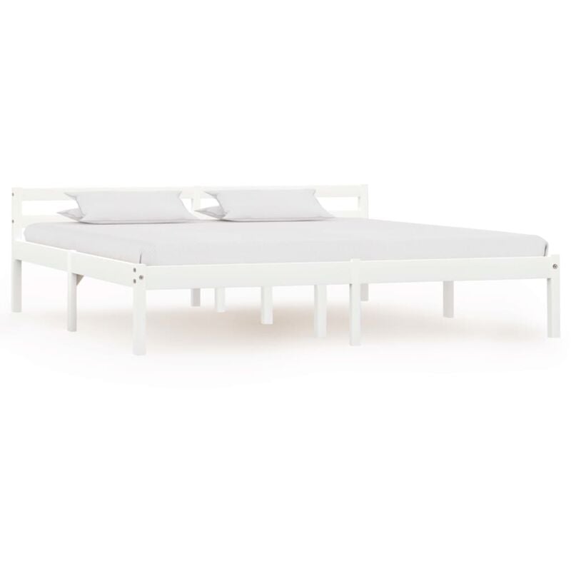 foto del prodotto letto in legno massello di pino design classico bianco varie misure dimensioni 180x200 cm