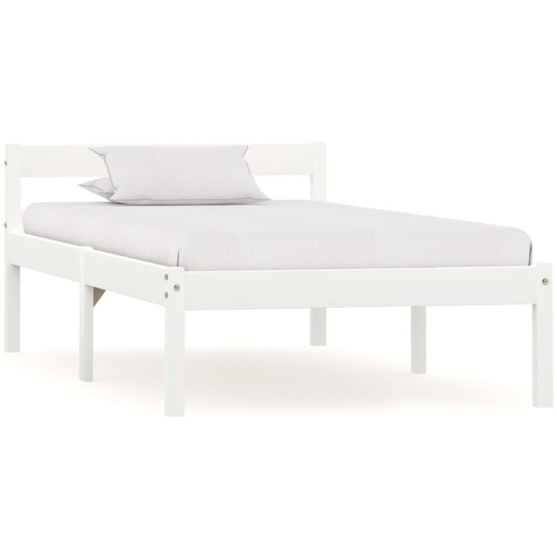 foto del prodotto letto in legno massello di pino design classico bianco varie misure dimensioni 90x200 cm