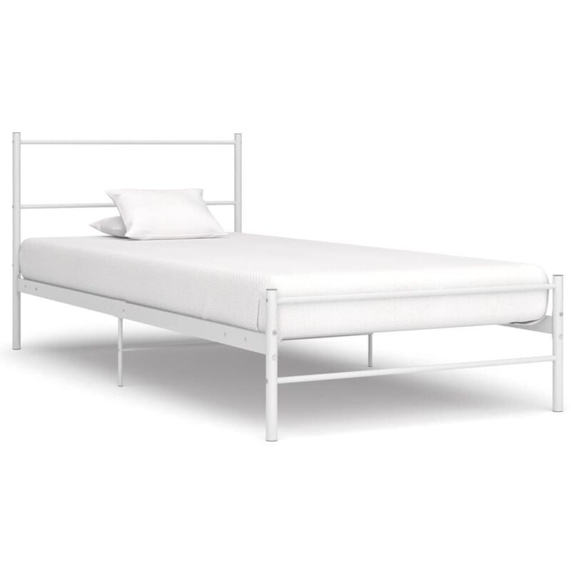 foto del prodotto letto in metallo bianco con rete design moderno varie dimensioni dimensioni 90x200 cm