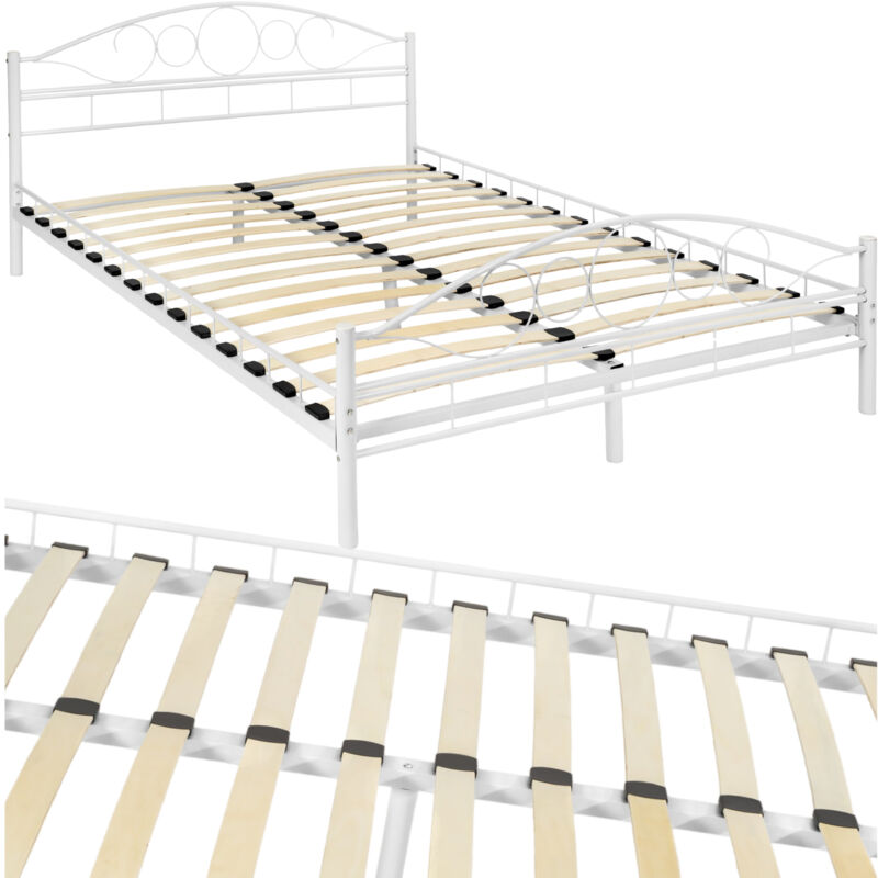 foto del prodotto letto in metallo con rete a doghe dal design romantico lettiera, struttura letto 200 x 140 cm
