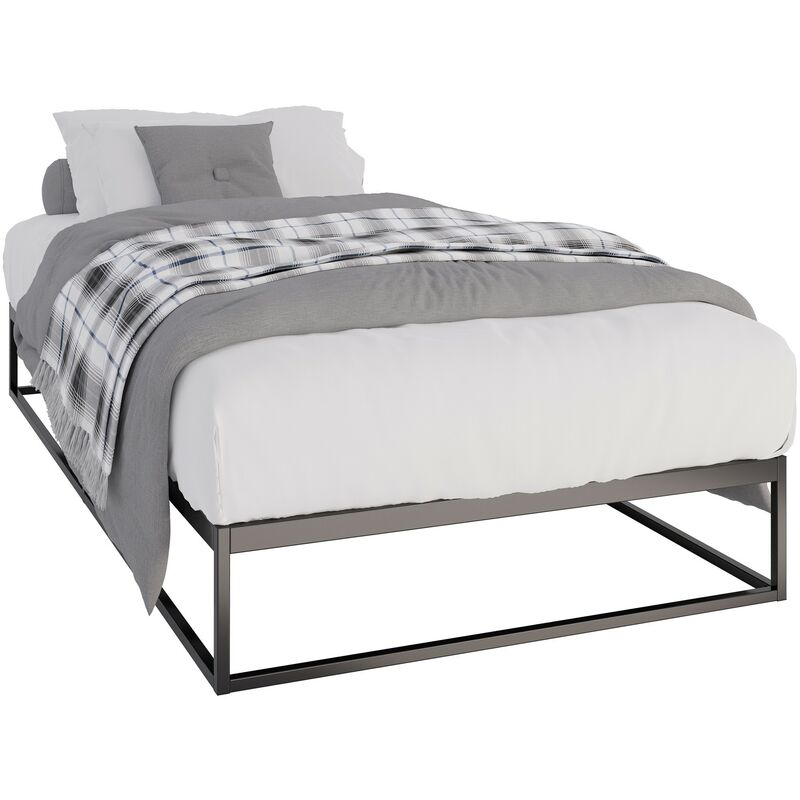 foto del prodotto letto in metallo scala nero 200x100x25 cm