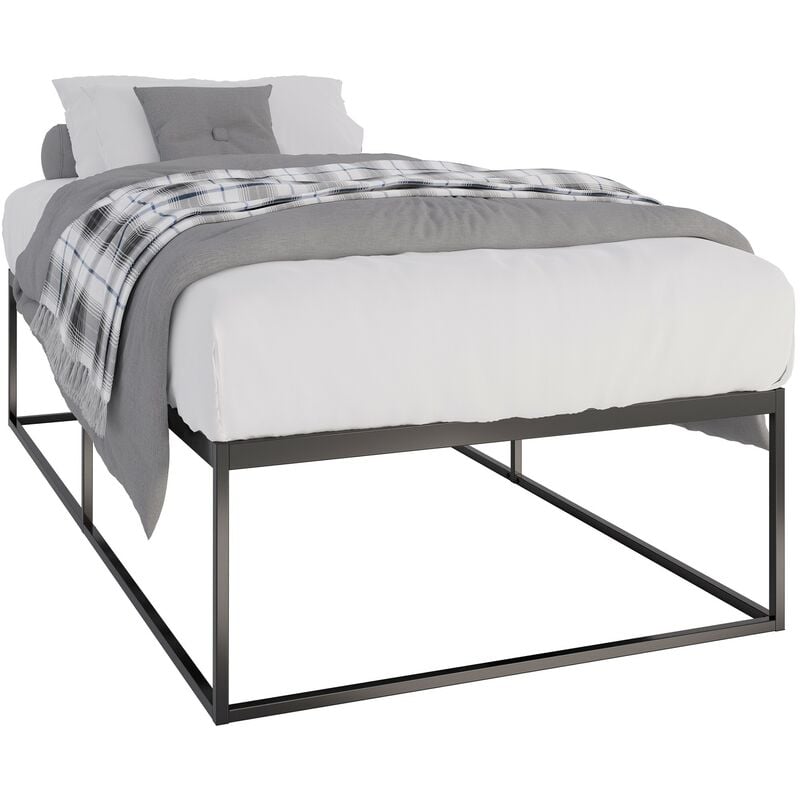 foto del prodotto letto in metallo scala nero 200x100x46 cm