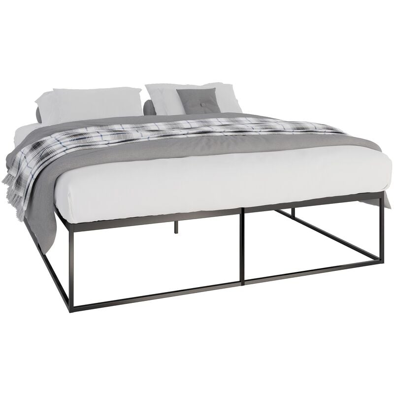 foto del prodotto letto in metallo scala nero 200x180x46 cm